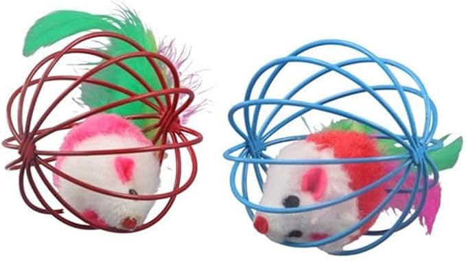 Kopida 4 Pcs Cat Toy Balls, Cat Mouse Ball Cage Cat Mouse Toy Colorful Cat Interactive Toy Pet Supplies Cat Accessories Cat Mouse Ball Toy