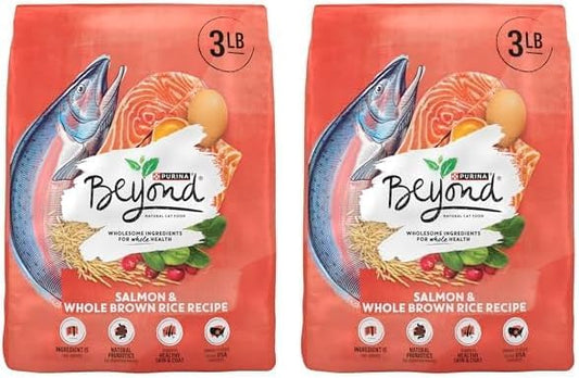 Beyond Purina Natural Wholesome Ingredients for Whole Health Dry Cat Food Salmon and Whole Brown Rice Recipe - 3 lb. Bag (Pack of 2)