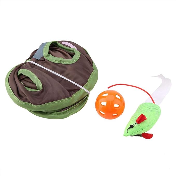 TOPINCN Cat Toy 9 Mouse Holes Pet Cat Interactive Toy Intelligence Trainning with Bell Ball Folding Creative Vocal Cat Mice Toy Hide Seek Toys