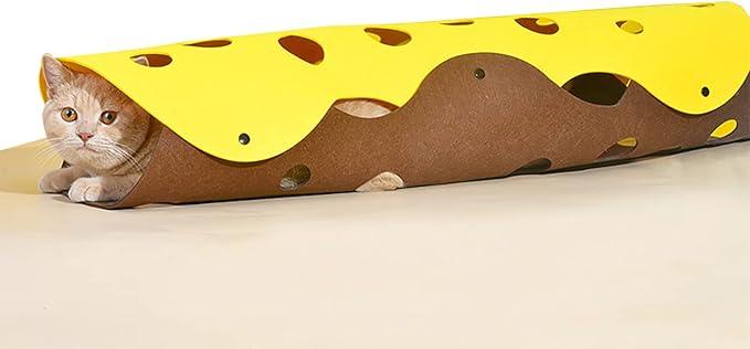 Cat Tunnels for Indoor Cats,Cat Tunnel Mat DIY Cat Play mat for Kittens Felt Cloth Random Combinations and Infinite Extension,Foldable,for Cats Dogs and Rabbits (Coffee&Yellow)