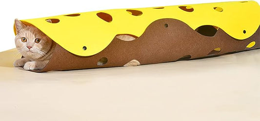 Cat Tunnels for Indoor Cats,Cat Tunnel Mat DIY Cat Play mat for Kittens Felt Cloth Random Combinations and Infinite Extension,Foldable,for Cats Dogs and Rabbits (Coffee&Yellow)