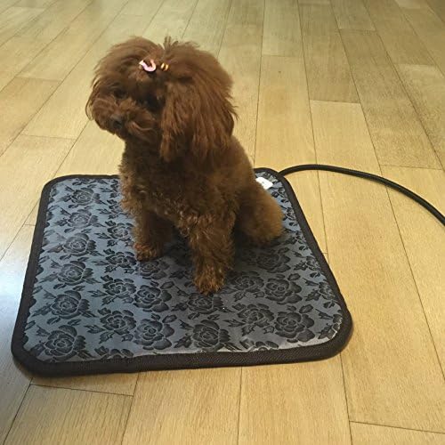 OLizee™ 17.7"x17.7" Pet Dog Cat Waterproof Electric Heating Mat Bed Warming Pad with Anti Bite Tube(Flower)