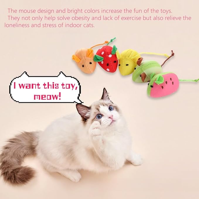 Cat Mouse Toys Catnip Cat Toys Cat Mice Toys Interactive Catnip Toy for Indoor Kittens Cats Set of 5