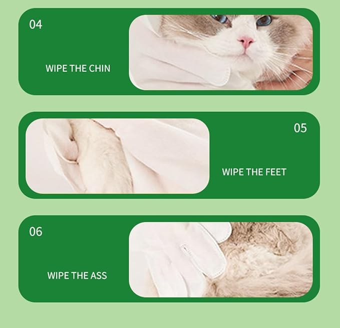 Nourish Fur Pet Grooming Wipe -Extra Thick Gloves, Cleaning & Deodorizing Bathing Wipes for Dogs & Cats, Hypoallergenic, for Daily SPA Care & Traveling; CWSJ