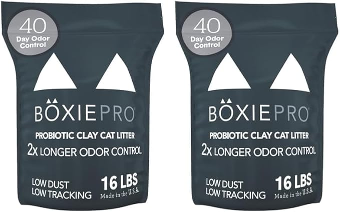 Boxie® Probiotic 40 Day Natural Odor Control Cat Litter, 16lb Clumping Clay Kitty Litter (Pack of 2)