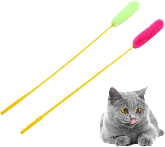 POPETPOP 10 Pcs Plush Cat Teaser Toys, String Cat Plush Wand for Cat Training, Cat Interactive Toys, Cat Playing Toy for Kitten Funny Exercise
