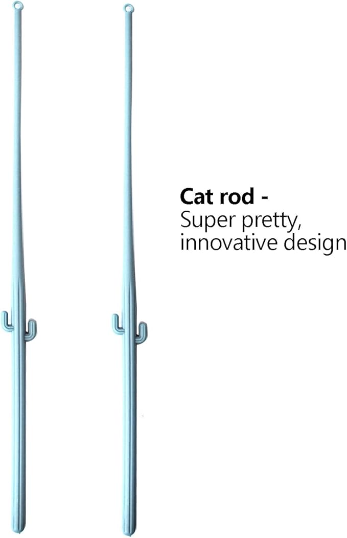 IUHKBH Cat Wands, 2 PCS Interactive Cat Teaser Wand Cat Worm Toys with Ribbon and Bell Pretty Cat Stick Toys for Cats Kittens