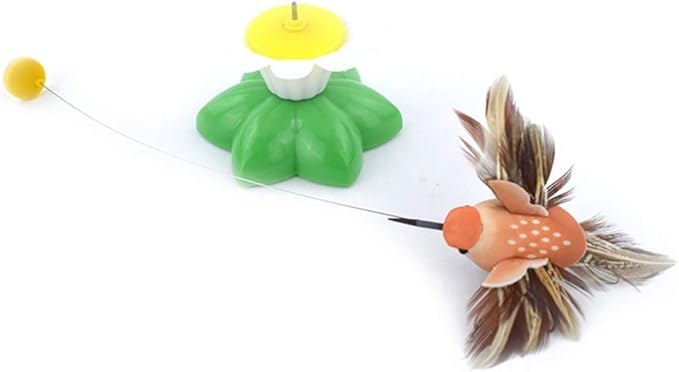 Ipetboom Pet Cat Toys 2 Pcs Automatic Interactive Kitten Toy, Cat Wand Toy Hummingbird Butterflies Cat Teaser Self Rotating Cat Toy Pet Teaser Stick for Cat Kitten