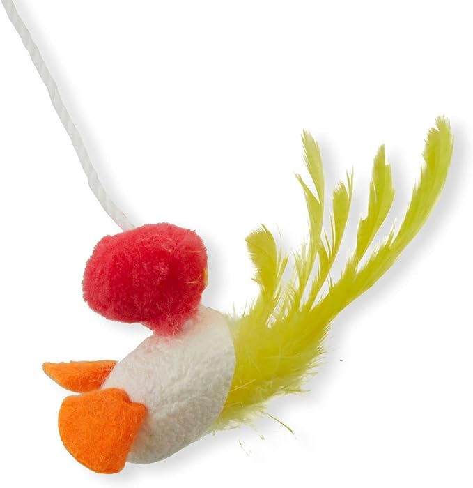 NECOICHI Flitters Wobble Mouse Cocoon Toys, Unique Cat Wand Toy Feather (Feather, Wand Toy)