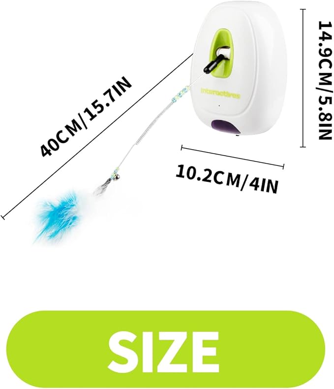 ALL FOR PAWS Automatic Cat Wand Toy Motion Activated Interactive Cat Toys Enrichment Feather Teaser Toys with Post Adaptor for Indoor Cats