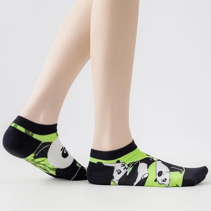 2 Pairs Funny Cartoon Animal Print Cotton Ankle Socks for Women Teens