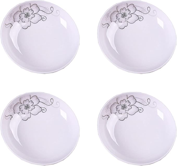 4 Pack Saucer Dishes with Flower Pattern, Ceramic Dipping Bowls, 4 Inch Side Dishes Sauce Dishes for Sushi Sauce Snack, Porcelain Seasoning Dishes Appetizer Plates, Snack Serving Dishes