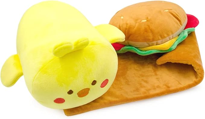 Anirollz Stuffed Animal Plush Toy - Official Roll Blanket Outfitz Doll |Soft, Squishy, Warm, Cute, Comfort, Safe| Hamburger Pillow with Chicken - Birthday Decorations Gift 12" Chickiroll