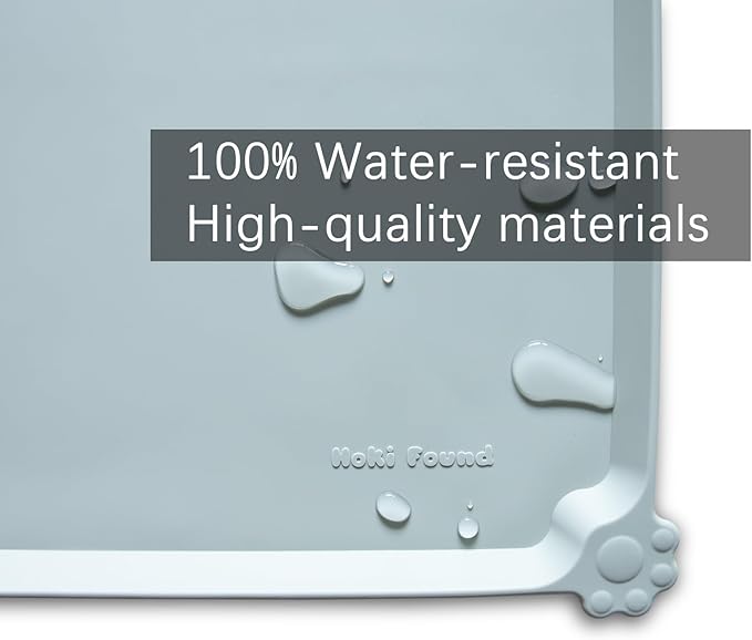 Hoki Found Silicone Pet Food Mats Tray - High-Lips Pet Dog Cat Bowl Mats - Dog Pet Cat Feeding Mat - Waterproof Dog Cat Food Mats -Pet Water Mats for Floors - Battleship