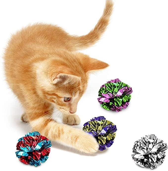 SunGrow Cat Crinkle Balls, 1.5-2 Inches, Lightweight, Ideal for Kittens and Adult Cats (24 Pieces, Multicolor)