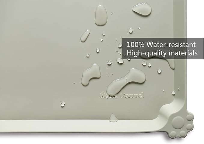 Hoki Found Silicone Pet Food Mats Tray - Non Slip Pet Dog Cat Bowl Mats Placemat - Dog Pet Cat Feeding Mat - Waterproof Dog Cat Food Mats -Pet Water Mats for Carpet -Cream Green