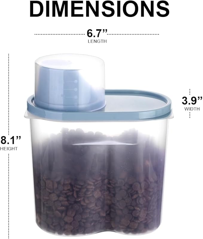 GreenJoy 2 Pack 2lb/2.5L Pet Food Storage Container with Measuring Cup, Can Covers and Bowl for Small Dog, Cat, Waterproof-BPA Free (Pink 1.8L)