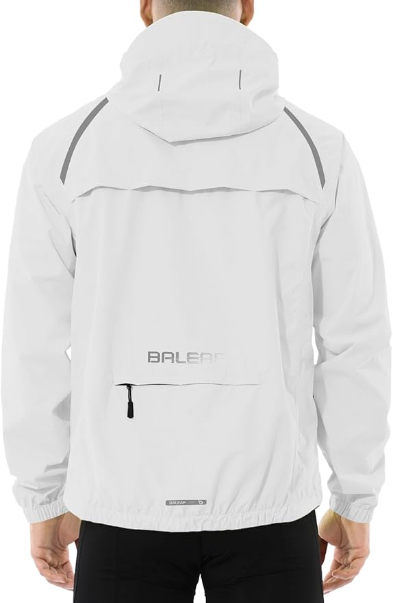 baleaf Men's Rain Jacket Waterproof Windbreaker Running Cycling Golf Hiking Gear Hood Lightweight Reflective Packable