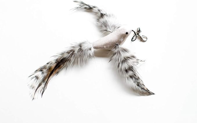 Minibees Cat Toy Feather Teaser, Changeable Toys(3pcs), Exerciser Wand Stick for Pet Cat and Kitten with Bell, Interact, Training,Changeable