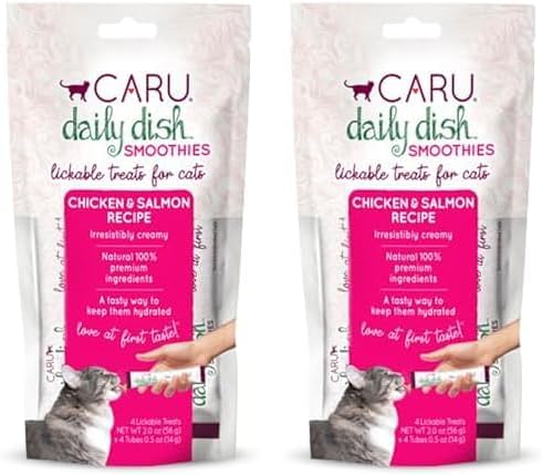 Caru Daily Dish Smoothies Chicken & Salmon Recipe Lickable Treat (Pack of 8-14g Tubes, 56 g/2 oz)