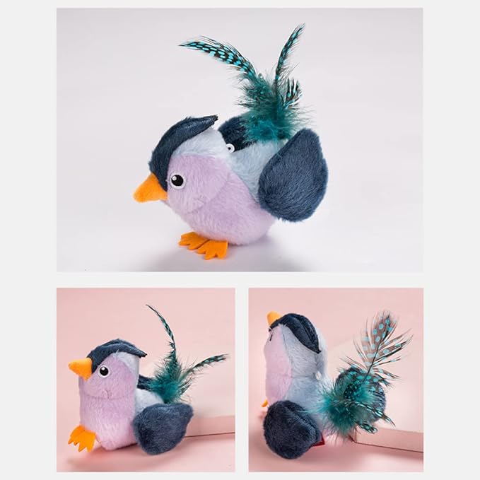 Cat Toys Bird Simulation Cat Toys Cute and Vivid Cat Toy for Cats Play and Exercise Pet Indoor Dancing Playing Toy (Lake Blue)