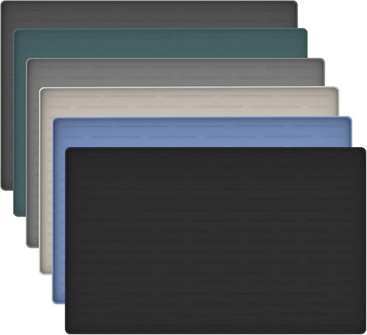 24"x16" Silicone Dog Food Mat with Raised Edges, Waterproof Non-Slip Pet Feeding Mat for Food & Water, Thick Durable Placemat for Cats and Dogs, Easy to Clean, Black