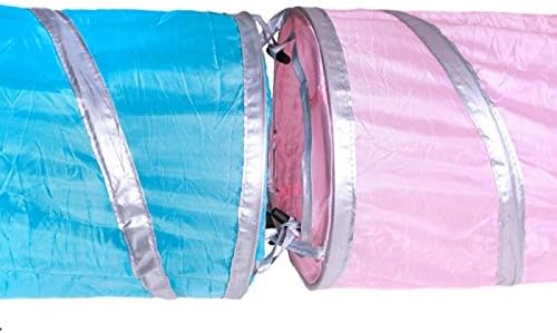 2 Way Cat Tunnel Pet Play Tube - Collapsible Tunnel for Small Pet/Cat/Kitty/Doggy/Rabbit (Blue)