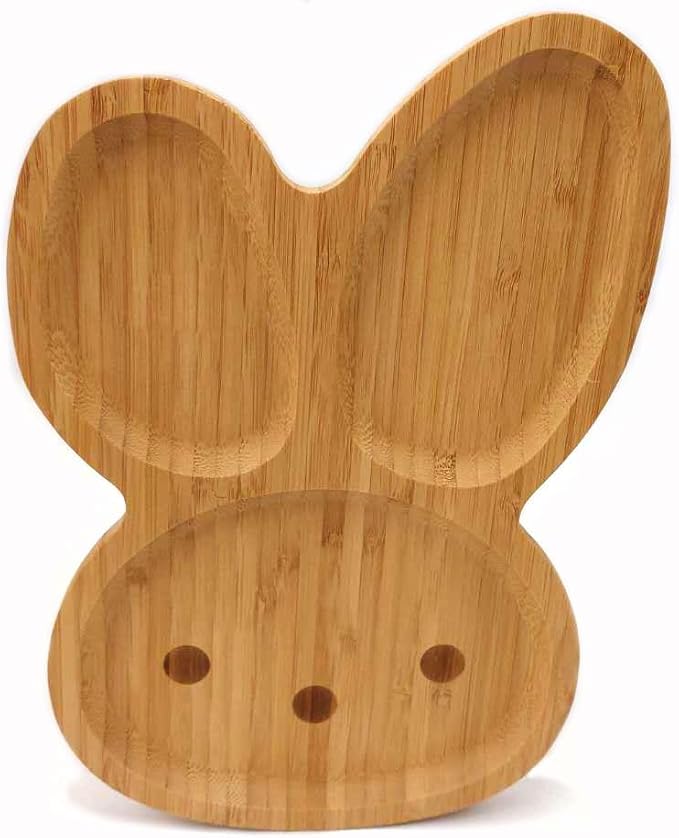 4919, Bamboo Food Plate for Snacks Appetizer Fruit Vegetable | Kids Meal Plate | Picnic Kitchen Party | Eco-Friendly Plates, Bunny Face with Long Ears Shaped, 11"x7.5", 10pc