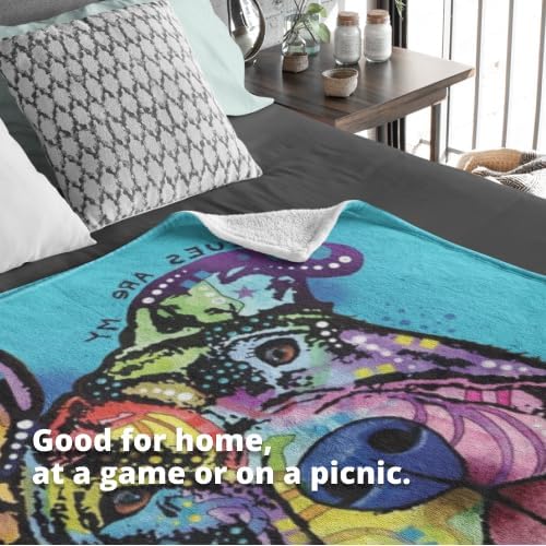 Dawhud Direct Dean Russo Rescue Dog Fleece Blanket - 75x90-Inch Dog Throw Blanket for Bed or Couch - Soft Plush Dog Print Blanket for Women, Men, and Kids - Cozy Throw Plush Blanket and Bedroom Decor