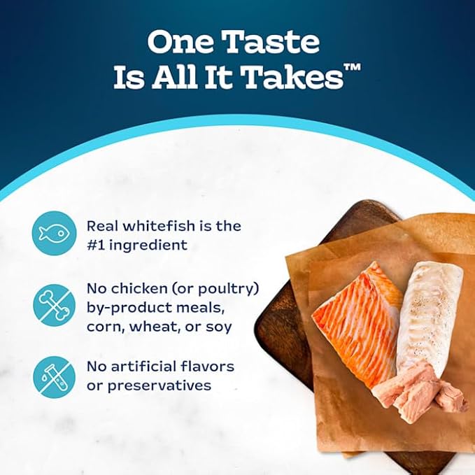 Blue Buffalo Tastefuls Spoonless Singles Whitefish/Tuna & Salmon Wet Cat Food Pate Variety Pack 2.6 oz. Count of 12