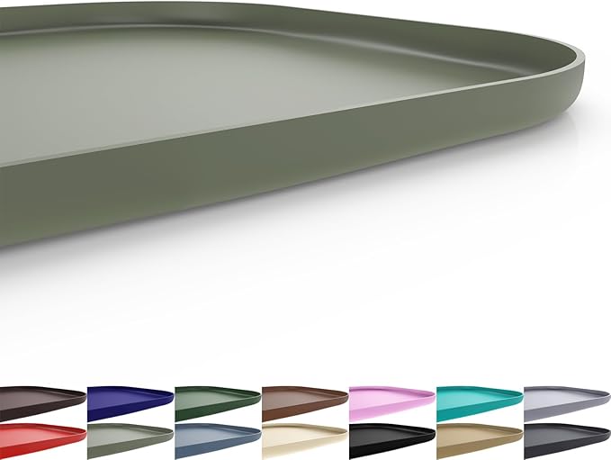 Silicone Pet Feeding Mat with Raised Edge for Food and Water, Dog Bowl Mats, Cat Bowls Placemat with High Lip for Floor Waterproof, Rubber Tray for Cats and Dogs 22 x 14 x0.8 Light Olive Green