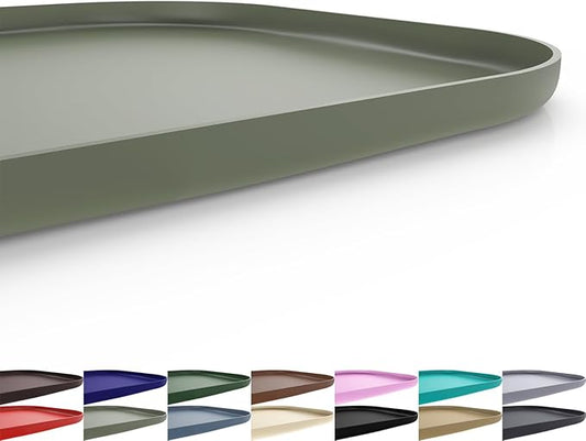 Silicone Pet Feeding Mat with Raised Edge for Food and Water, Dog Bowl Mats, Cat Bowls Placemat with High Lip for Floor Waterproof, Rubber Tray for Cats and Dogs 22 x 14 x0.8 Light Olive Green