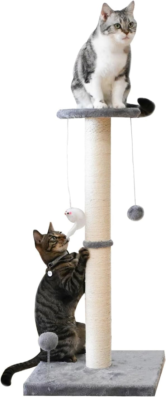 KINGROCK Tall Cat Scratching Posts for Indoor Cats,Cat Scratching Post with Plush Toys for Kittens or Smaller Cats,Premium Sisal Post for Cats at All Ages with Reinforced Stable Base