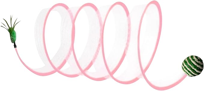SD Cat Tunnels, Folded Cat Tube Tunnel,Cat Toys for Indoor Cats Large,Cat Tunnel Bed for Kitten,Cat Donut Tunnels,Whisker Twister for Cats,Cat Toy for Indoor Cats,Decompression Cat Springs, Pink
