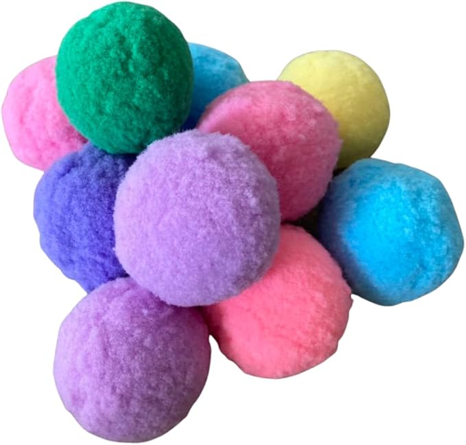 Premium Soft Pom Pom Balls for Kittens - Lightweight, Interactive, Assorted Colors - Plush Toy Balls for Kitten Training and Play - Pet Products for Cats (2.0 Inches 10 Balls)