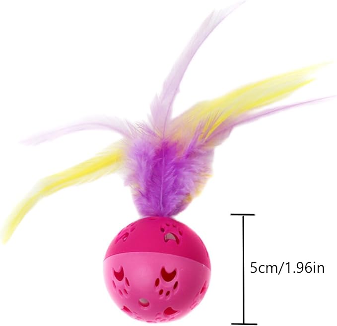 BeeSpring Cat Balls Interactive Cat Toy Cat Feather Balls with Loud Bell Inside (2Pcs Red)