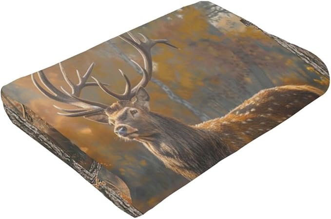 Wildlife Deer Blanket for Woman Retro Deer Throw Blanket Farmhouse Elk Decor Stuff Merch Cozy Flannel Fleece Fuzzy Soft Plush Lightweight Bedding Wild Animal Gifts for Girls Deer Lover Couch 50"X40"