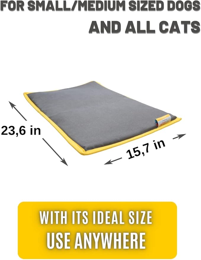 Cooling Heating Mat for Cat & Dog Small Medium Pet (16x24), 5 Layers Microwave Water Repellent No-Electric Thermal Pad Washable Non Slip Durable Solid Warming Gel Bed (Anthracite)