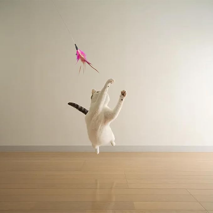 Cat Collars with Cat Feather Toys,3pcs Interactive Cat Toy with Bell for Indoor Cats,Adjustable Silicone Cat Collar Toy(Pink&Blue&Green)