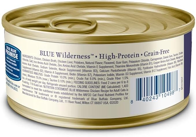 Blue Buffalo Wilderness High-Protein, Grain-Free Natural Chicken Pate Wet Food for Adult Cats, 3 oz., Case of 24
