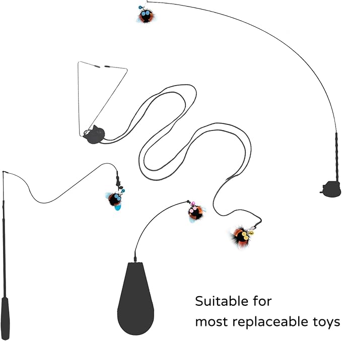 Cat Toy Insect Replacements, 6 Pcs Small Fly Set for Cat Wand Toys, Cat Door Hang Toys, Bug Refills with Bells, Handmade(Small Fly Set)