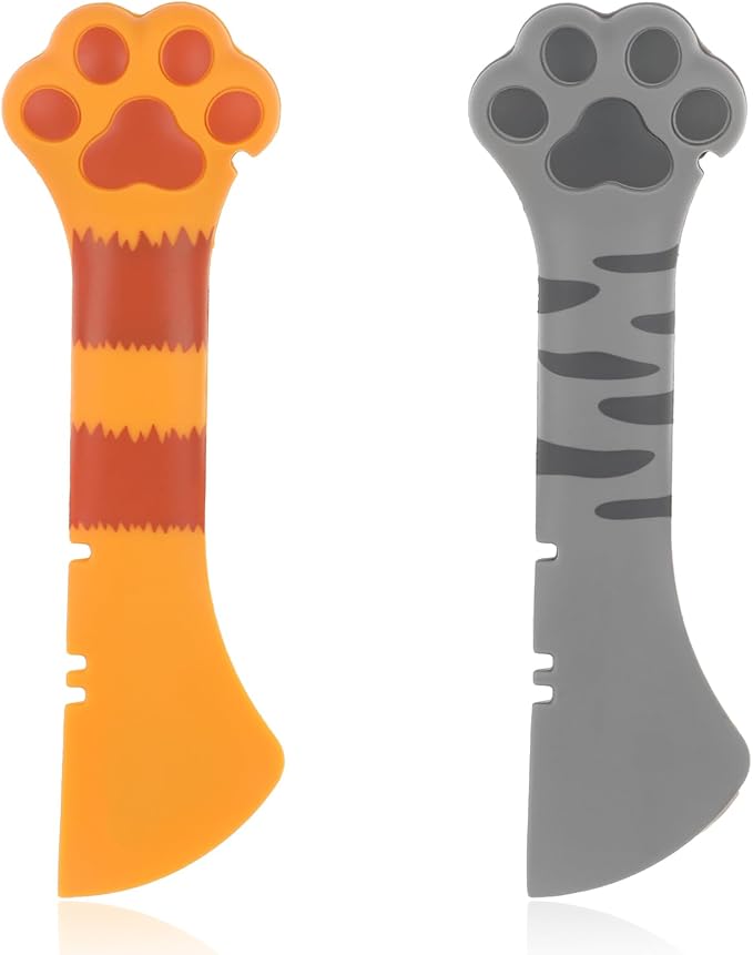 2 Pack Cat Food Can Spoon Silicone Dog Can Opener Cute Paw Wet Food Scoop Mixing Spatula Multifunctional Pets Feeding Supplies for Kitten Puppy Canned Food Accessories