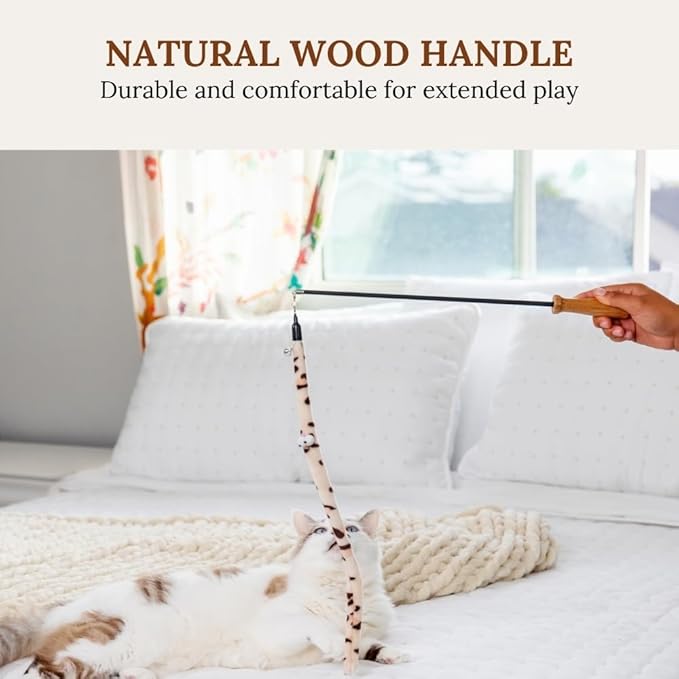 Cat Toy Wand Cat Toys Set Cat Fishing Pole Toy Retractable Interactive Kitten Toys Fishing Rod Cat Toy Cat Teaser Wand Cat Wand Toys For Incdoor Cats Cat Worm toy Fuzzy Worm Kitten Toys Interactive