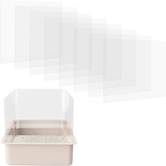 8Pcs Cat Litter Box Pee Shields Litter Box Shields Litter Box Splash Guard for Open Top Litter Box Litter Box Privacy Screen Transparent Easy Clean -Litter Box Not Included
