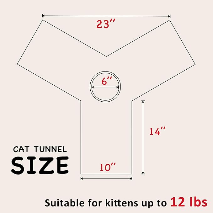 Tempcore Pet Cat Tunnel Tube Toys 3 Way Collapsible, Tunnels for Indoor Cats，Kitty Bored Peek Hole Toy Ball Cat, Puppy, Kitty, Kitten, Rabbit