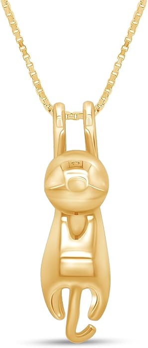 AFFY 925 Sterling Silver Cat Necklace for Women - Jewelry Gift for Cat Lovers - Flying Hanging Cat Pendant Collarbone Necklace