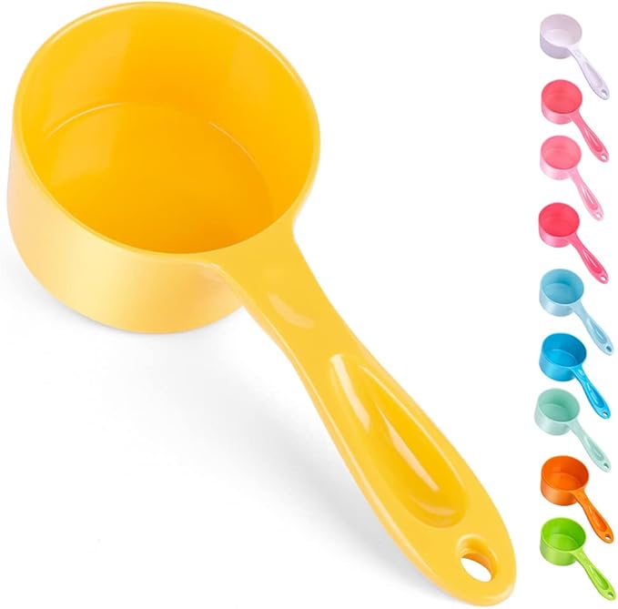 SUPERDESIGN 1 Cup Dog Food Scoop for Container Melamine Measuring Scoop for Dogs Cats Birds and Rabbits Pet Food Feeding Scoop Dishwasher Safe - Yellow