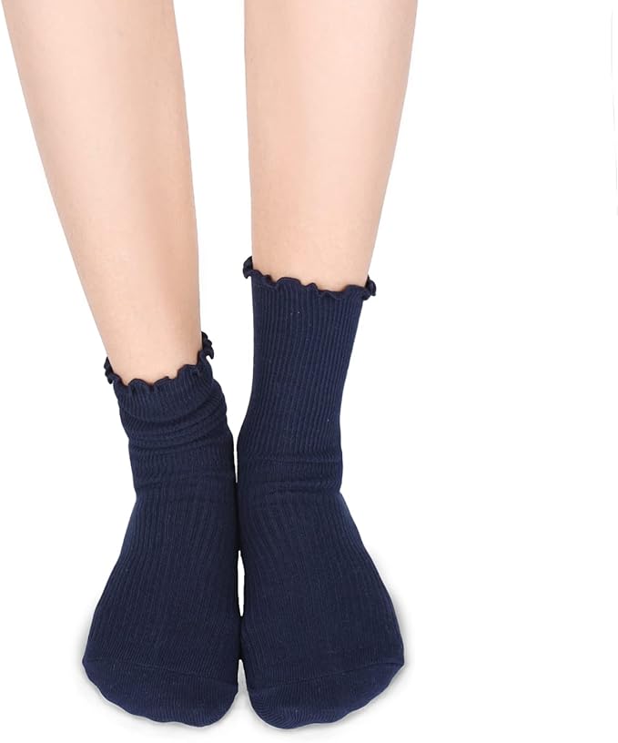 Benefeet Sox Womens Girls Ruffle Crew Socks Novelty Cute Frilly Dress Socks Cotton Lettuce Trim Turn-Cuff High Ankle Sock