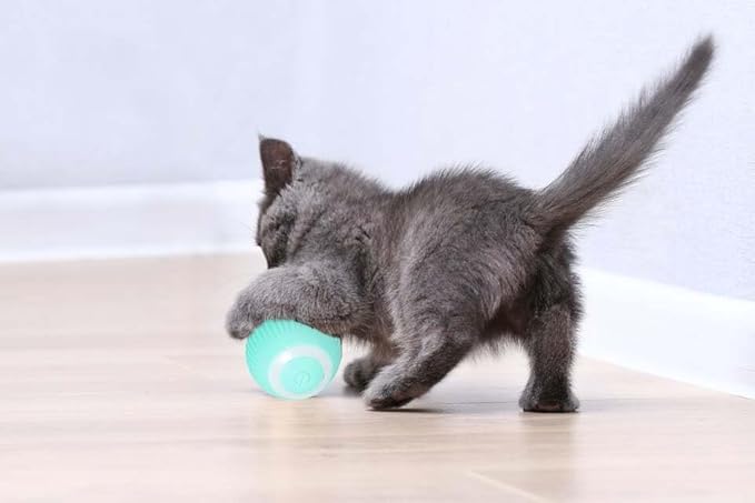 Interactive Smart Cat Ball,Quiet Cat Toys for Indoor Cats Adult Automatic 360° Rotating Kitten Toys,Intelligent Automatic Mobile Ball USB Charging Pet Toy,Fun Gift for Kitten. (Blue)