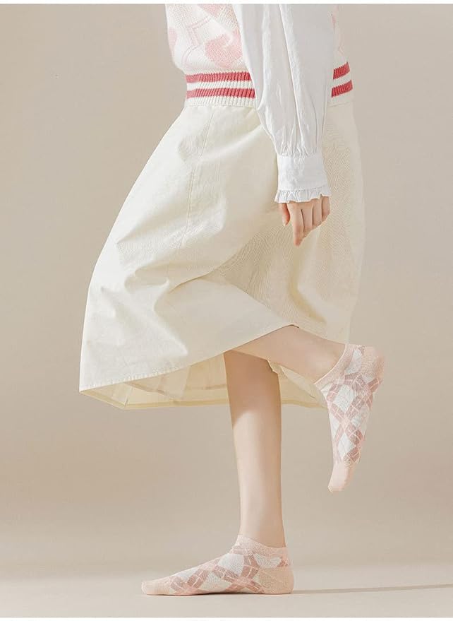 5/10 Pairs Combed Cotton Socks for Women with Cute Animals/Flowers Patterned Ankle Socks